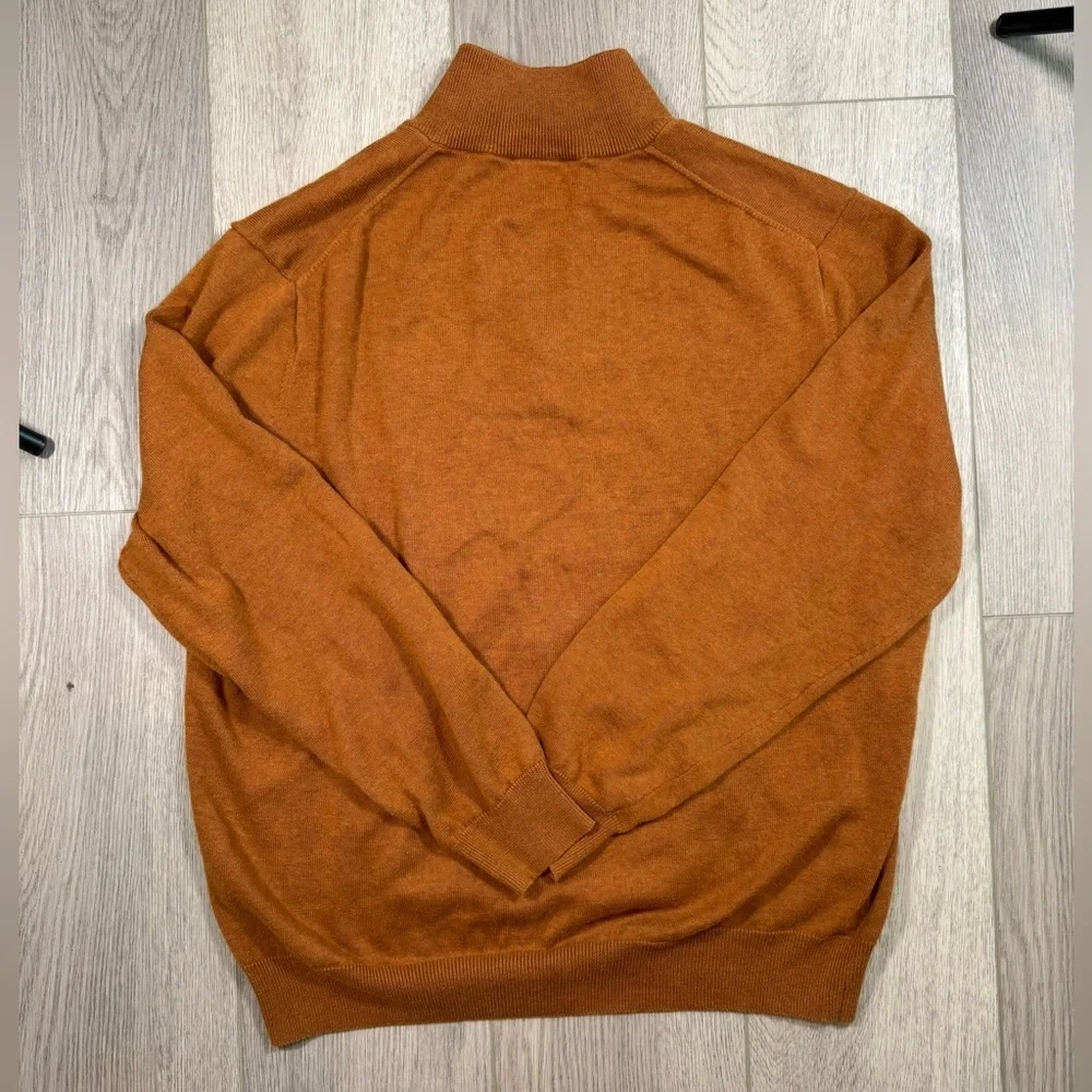 Jos. A. Bank Men's Rust quarter Zip-Up Sweater pimacotton medium luxurious